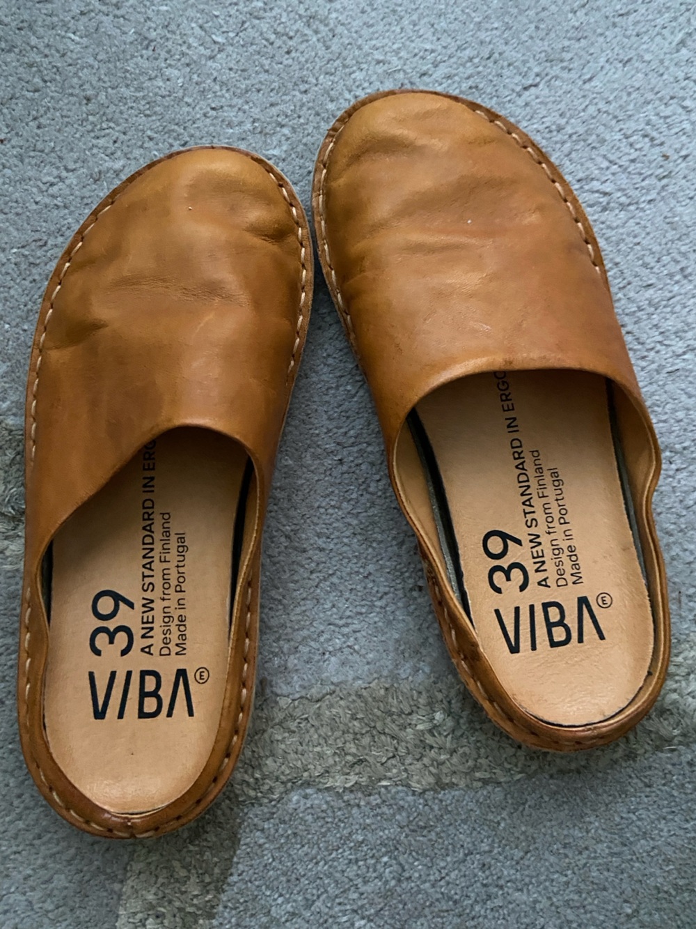 VIBAe Roma Brown Leather Mule Size 39 US 8.5 Minimalist